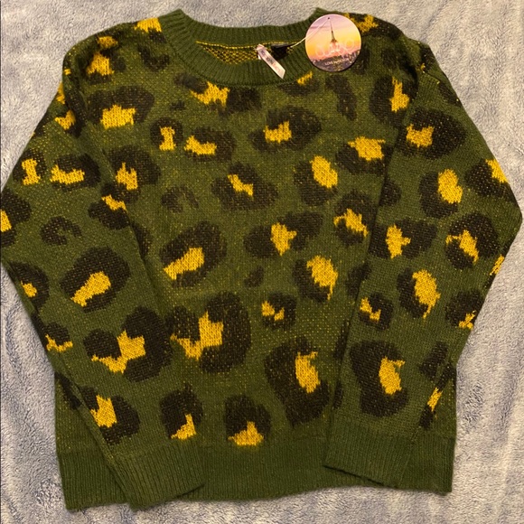 Love By Design Sweaters - Love by Design Green Leopard Sweater